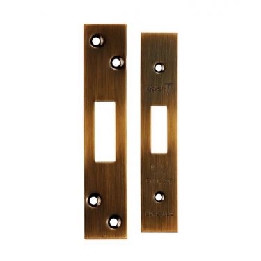 Click Here To Enlarge This Photo Of FSF5007AB Carlisle Brass Eurospec Easi-T Antique Brass Forend Strike & Fixing Pack to Suit Architectural Deadlocks &lpar;EDS&sol;LDS&rpar;