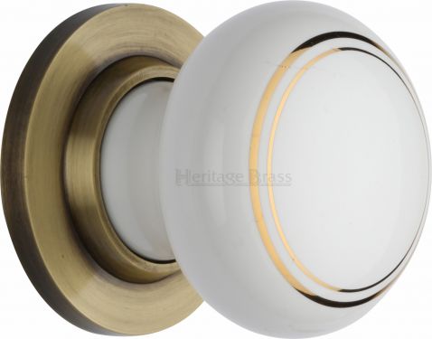 Click Here To Enlarge This Photo Of 6010-AT Heritage Brass Gold Line Mortice Knob with Antique Brass Base