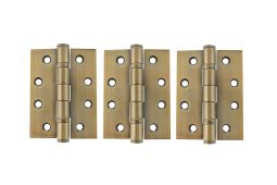Atlantic - AH1433AB(3) Grade 13 Fire Rated Ball Bearing Hinges 4" x 3" x 3mm - Antique Brass (Pack of 3)