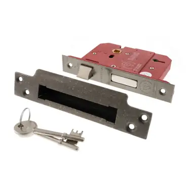 Click Here To Enlarge This Photo Of Atlantic - ALKSASH5LK25DS British Standard 5 Lever Key Sashlock 2&period;5" - Distressed Silver