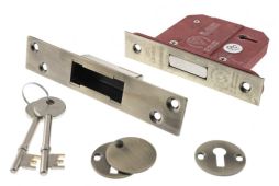 Atlantic - ALKDEAD5LK3AB British Standard 5 Lever Key Mortice Deadlock 3" - Antique Brass