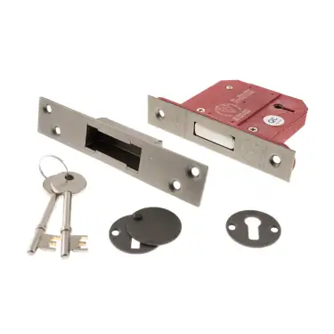Click Here To Enlarge This Photo Of Atlantic - ALKDEAD5LK3DS British Standard 5 Lever Key Deadlock 3" - Distressed Silver