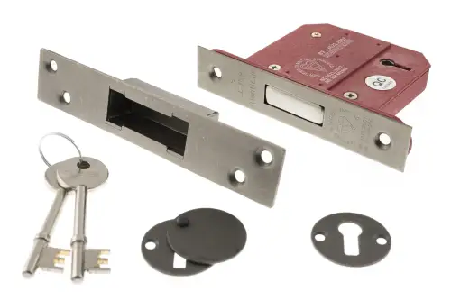 Click Here To Enlarge This Photo Of Atlantic - ALKDEAD5LK3DS British Standard 5 Lever Key Deadlock 3" - Distressed Silver