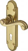 R750-PB Heritage Brass Door Handle Lever Lock Adam Design Polished Brass Finish