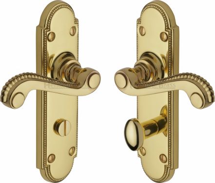 Click Here To Enlarge This Photo Of R765-PB Heritage Brass Door Handle For Bathroom Adam Design Polished Brass Finish