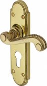 R768-PB Heritage Brass Door Handle For Euro Profile Plate Adam Design Polished Brass Finish