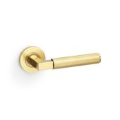 AW200SBPVD - Alexander & Wilks Hurricane Lever Knurled on 50x6mm Rose - Satin Brass PVD