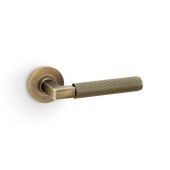AW202AB - Alexander & Wilks Hurricane Lever Reeded on 50x6mm Rose - Antique Brass
