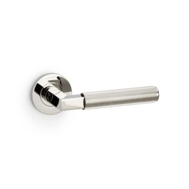 Click Here To Enlarge This Photo Of AW202PNPVD - Alexander & Wilks Hurricane Lever Reeded on 50x6mm Rose - Polished Nickel PVD