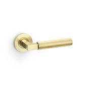 AW202SBPVD - Alexander & Wilks Hurricane Lever Reeded on 50x6mm Rose - Satin Brass PVD