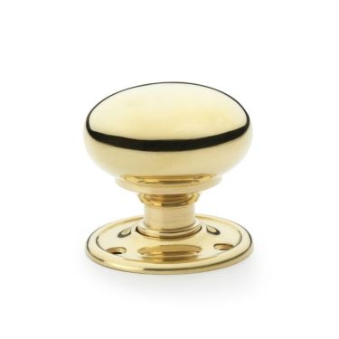 Click Here To Enlarge This Photo Of AW300-51-PBU - Alexander & Wilks 'Kershaw' Classic Mushroom Door Knob 51mm dia. - Unlacquered Brass