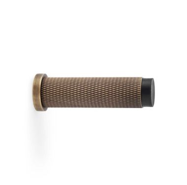 Click Here To Enlarge This Photo Of AW600-75-AB - Alexander & Wilks Brunel Diamond Knurled 75mm Cylinder Doorstop - Antique Brass