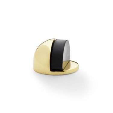 Click Here To Enlarge This Photo Of AW631PBL - Alexander & Wilks Floor Mounted Oval Shielded Doorstop 45mm - Lacquered Brass