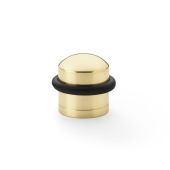 AW638PBL - Alexander & Wilks Dome Top Floor Mounted Door Stop - Lacquered Brass