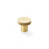 AW802-30-SB - Alexander & Wilks Hanover Knurled Circular Cupboard Knob 30mm - Satin Brass