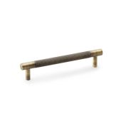 AW810-128-AB - Alexander & Wilks Brunel Diamond Knurled T-Bar Cabinet Handle - Antique Brass - 128mm Centres