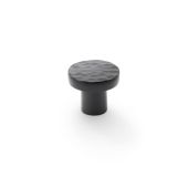 AW820-30-BL - Alexander & Wilks Hammered Face Round Cupboard Knob - Black - 30mm