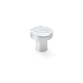 AW820-30-PC - Alexander & Wilks Hammered Face Round Cupboard Knob - Polished Chrome - 30mm
