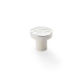 AW820-30-PN - Alexander & Wilks Hammered Face Round Cupboard Knob - Polished Nickel - 30mm