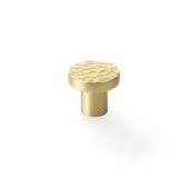 AW820-30-SB - Alexander & Wilks Hammered Face Round Cupboard Knob - Satin Brass - 30mm