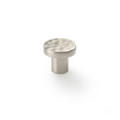 AW820-30-SN - Alexander & Wilks Hammered Face Round Cupboard Knob - Satin Nickel - 30mm