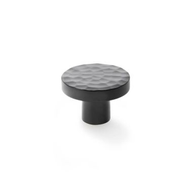 Click Here To Enlarge This Photo Of AW820-38-BL - Alexander & Wilks Hammered Face Round Cupboard Knob - Black - 38mm