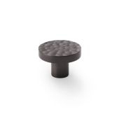AW820-38-DBZ - Alexander & Wilks Hammered Face Round Cupboard Knob - Dark Bronze - 38mm
