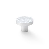 AW820-38-PC - Alexander & Wilks Hammered Face Round Cupboard Knob - Polished Chrome - 38mm