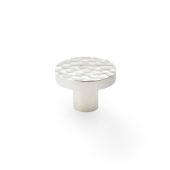 AW820-38-PN - Alexander & Wilks Hammered Face Round Cupboard Knob - Polished Nickel - 38mm
