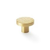 AW820-38-SB - Alexander & Wilks Hammered Face Round Cupboard Knob - Satin Brass - 38mm