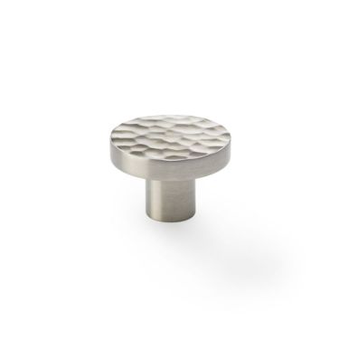 Click Here To Enlarge This Photo Of AW820-38-SN - Alexander & Wilks Hammered Face Round Cupboard Knob - Satin Nickel - 38mm