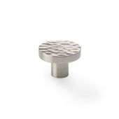 AW820-38-SN - Alexander & Wilks Hammered Face Round Cupboard Knob - Satin Nickel - 38mm