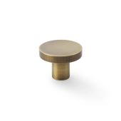 AW821-38-AB - Alexander & Wilks Plain Face Round Cupboard Knob - Antique Brass - 38mm