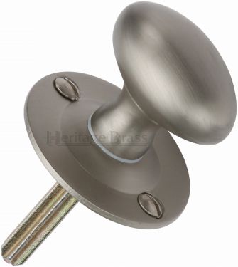 Click Here To Enlarge This Photo Of BT5-SN Heritage Brass Oval Thumbturn without Bolt Satin Nickel Finish