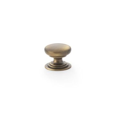 Click Here To Enlarge This Photo Of AW825-25-AB - Alexander & Wilks Round Cupboard Knob Integral Stepped Rose - Antique Brass - 25mm