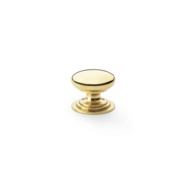 Click Here To Enlarge This Photo Of AW825-25-PBL - Alexander & Wilks Round Cupboard Knob Integral Stepped Rose - Lacquered Brass - 25mm