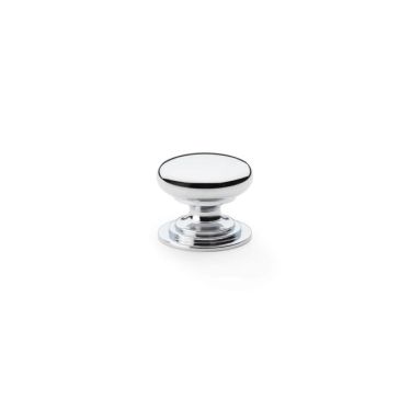 Click Here To Enlarge This Photo Of AW825-25-PC - Alexander & Wilks Round Cupboard Knob Integral Stepped Rose - Polished Chrome - 25mm