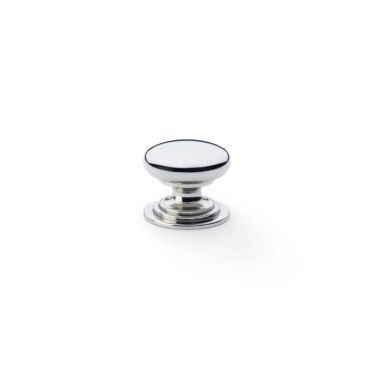 Click Here To Enlarge This Photo Of AW825-25-PN - Alexander & Wilks Round Cupboard Knob Integral Stepped Rose - Polished Nickel - 25mm