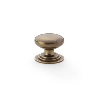 Click Here To Enlarge This Photo Of AW825-32-AB - Alexander & Wilks Round Cupboard Knob Integral Stepped Rose - Antique Brass - 32mm