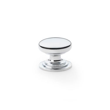 Click Here To Enlarge This Photo Of AW825-32-PC - Alexander & Wilks Round Cupboard Knob Integral Stepped Rose - Polished Chrome - 32mm