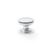 AW825-32-PC - Alexander & Wilks Round Cupboard Knob Integral Stepped Rose - Polished Chrome - 32mm