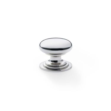Click Here To Enlarge This Photo Of AW825-32-PN - Alexander & Wilks Round Cupboard Knob Integral Stepped Rose - Polished Nickel - 32mm