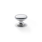 AW825-32-PN - Alexander & Wilks Round Cupboard Knob Integral Stepped Rose - Polished Nickel - 32mm