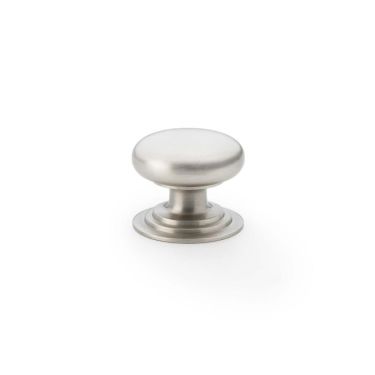Click Here To Enlarge This Photo Of AW825-32-SN - Alexander & Wilks Round Cupboard Knob Integral Stepped Rose - Satin Nickel - 32mm