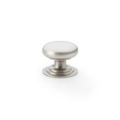 AW825-32-SN - Alexander & Wilks Round Cupboard Knob Integral Stepped Rose - Satin Nickel - 32mm