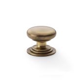 AW825-38-AB - Alexander & Wilks Round Cupboard Knob Integral Stepped Rose - Antique Brass - 38mm