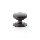 AW825-38-DBZ - Alexander & Wilks Round Cupboard Knob Integral Stepped Rose - Dark Bronze - 38mm
