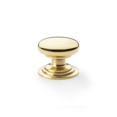 Click Here To Enlarge This Photo Of AW825-38-PBL - Alexander & Wilks Round Cupboard Knob Integral Stepped Rose - Lacquered Brass - 38mm