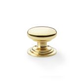 AW825-38-PBL - Alexander & Wilks Round Cupboard Knob Integral Stepped Rose - Lacquered Brass - 38mm