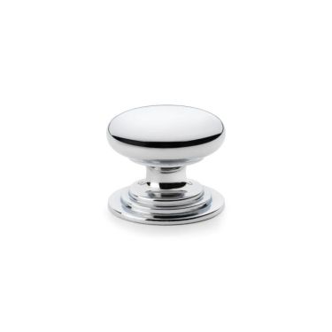 Click Here To Enlarge This Photo Of AW825-38-PC - Alexander & Wilks Round Cupboard Knob Integral Stepped Rose - Polished Chrome - 38mm